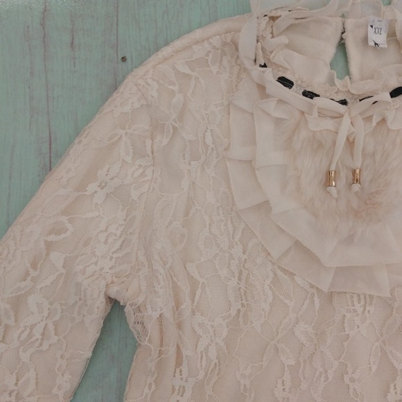 Clobee Off White Long Sleeve Lace Top - XXL NWT - Picture 6 of 7